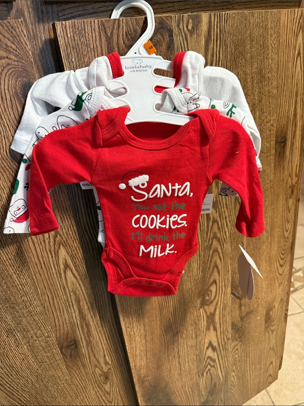 Koala Baby Red Holiday Graphic Baby Bodysuit - 'Santa, You Eat the Cookies'